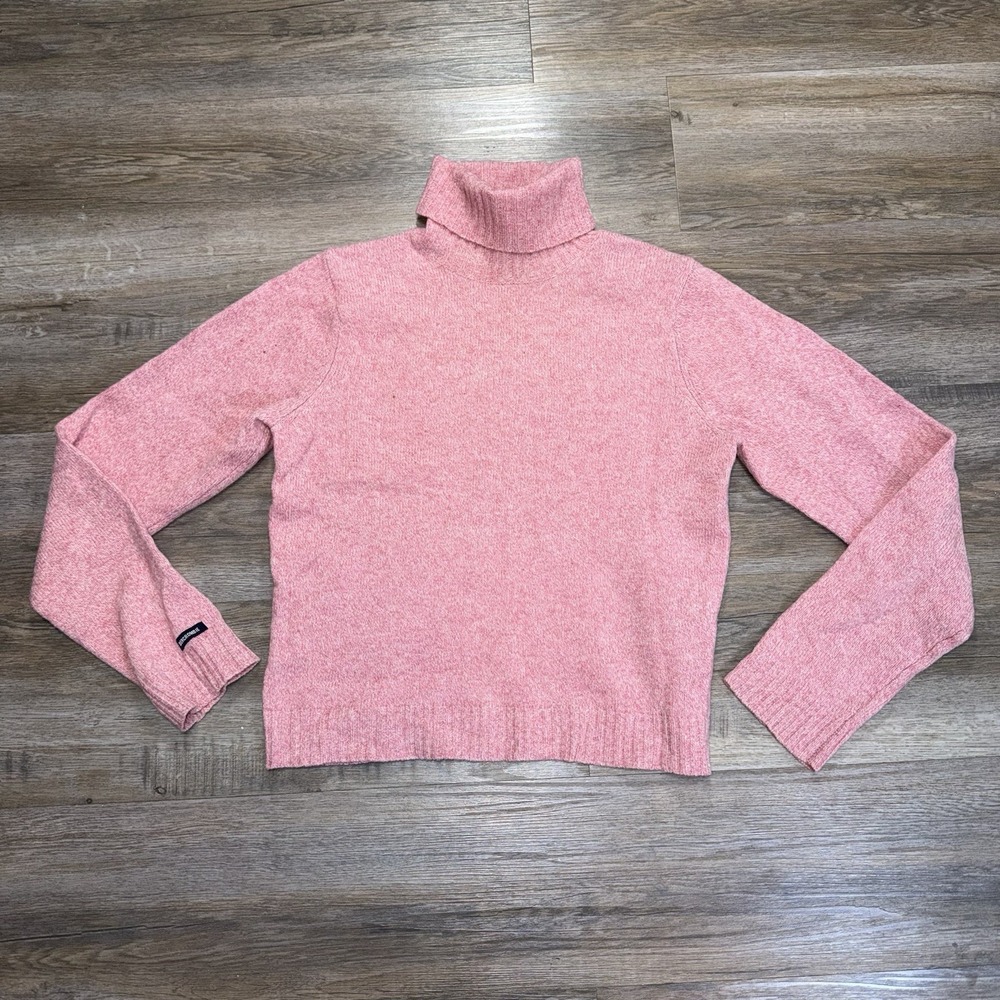 VTG Y2K Abercrombie & Fitch Pink 100% Lambswool Sweater Womens L Ribbed Collar